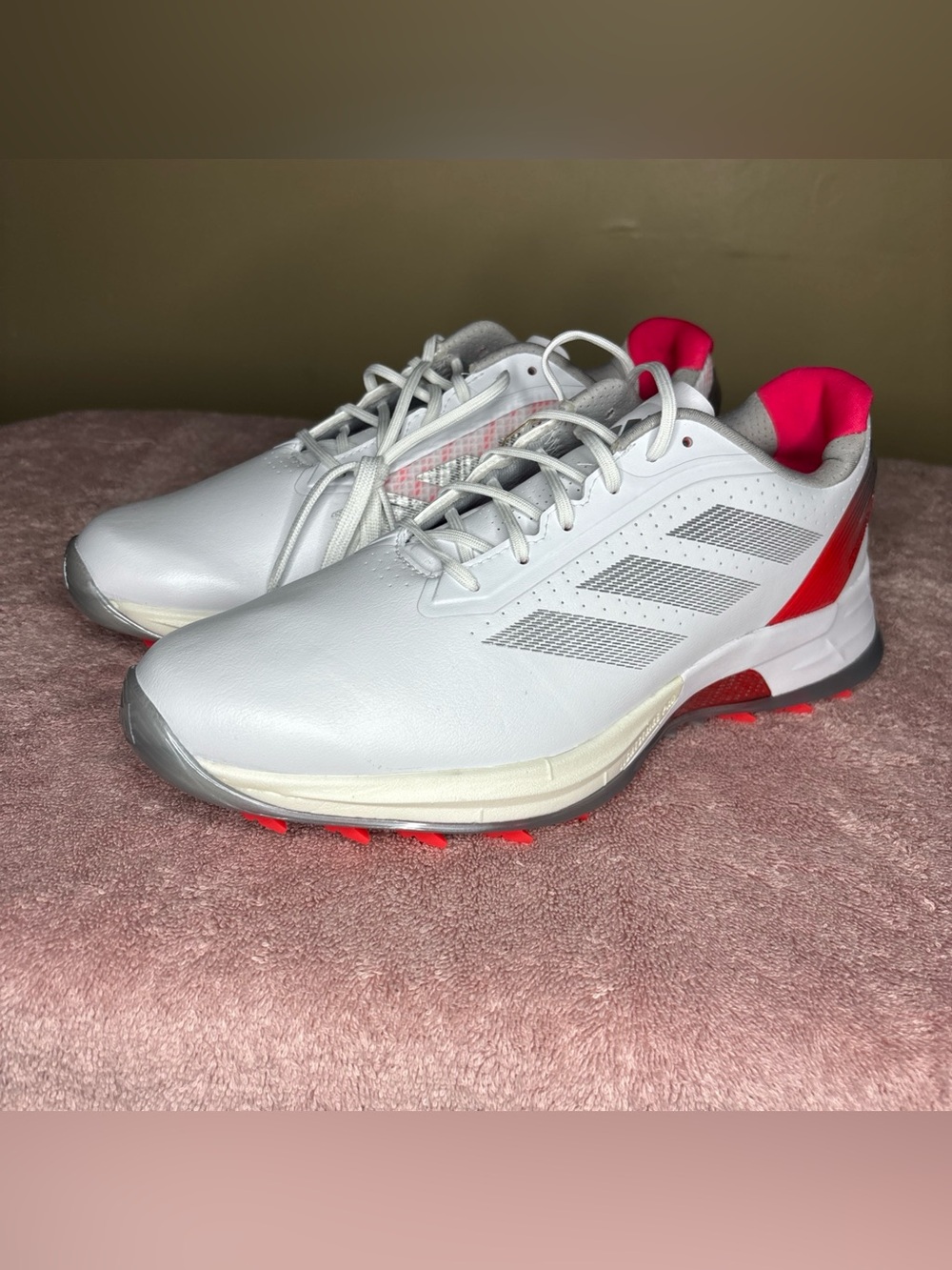 Adidas AdiZero ZG IH9889 White Silver Red Women Spikeless Golf Shoes Size 8.5